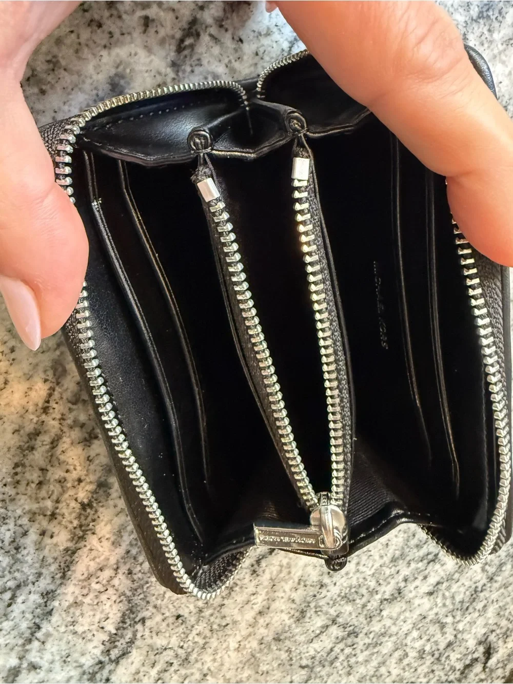 Michael Kors Black and White Monogram Zip Card Holder